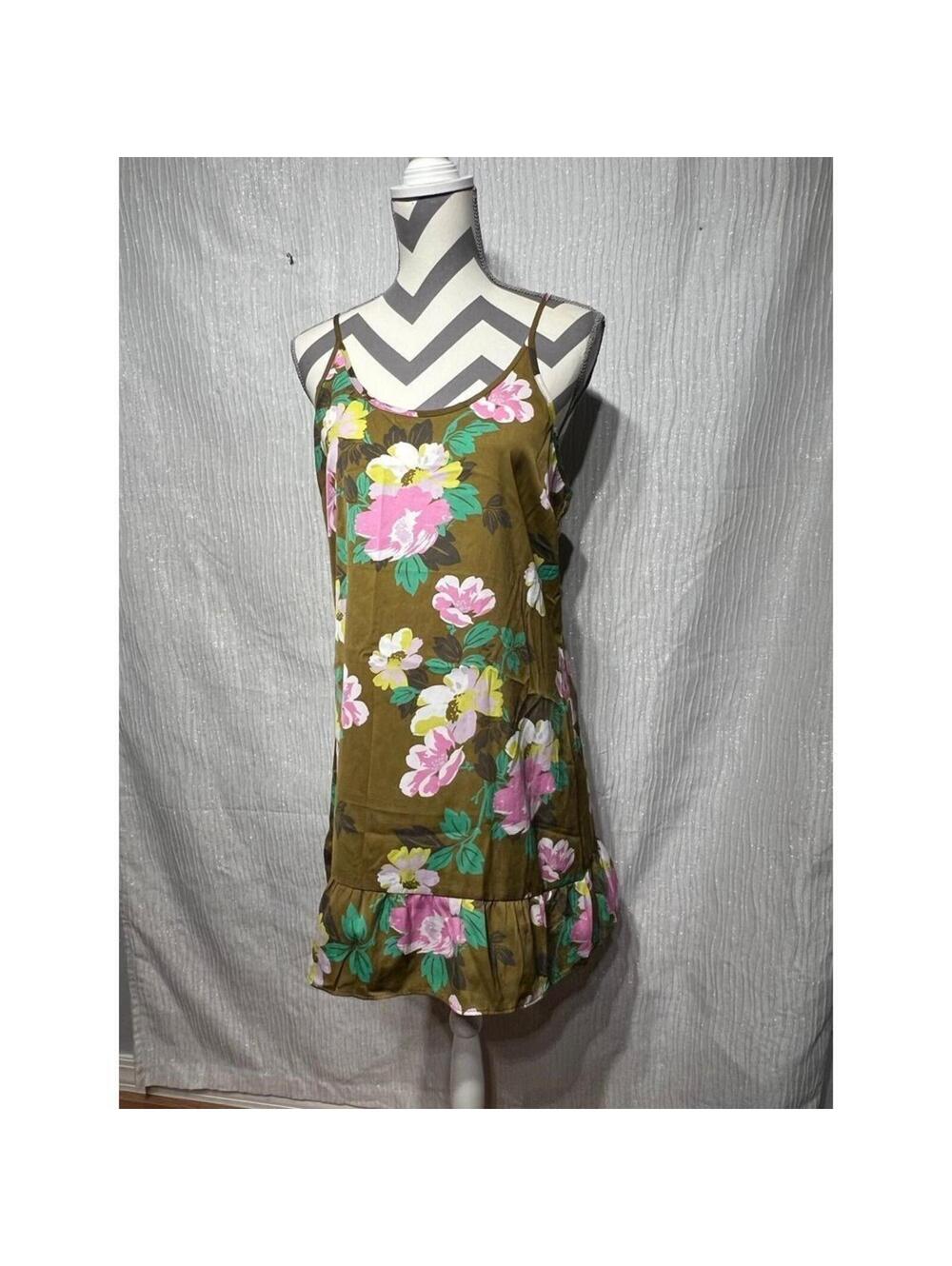 Green Floral aerie spaghetti strap dress